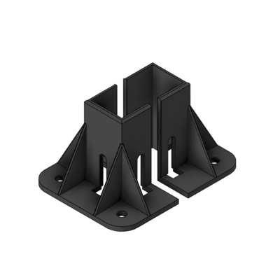 33B-45453S-1 MODULAR SOLUTIONS ELITE FOOT 45MM X 45MM THREE SIDED, 11MM FLOOR ANCHOR HOLES W/HARDWARE